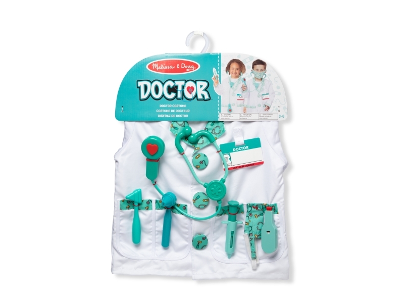Melissa & Doug MPP RLP Doctor Rl Ply Costume Set GML, Smart kostume, Barn, Unisex, Uniform, Læge, Grøn, Hvid