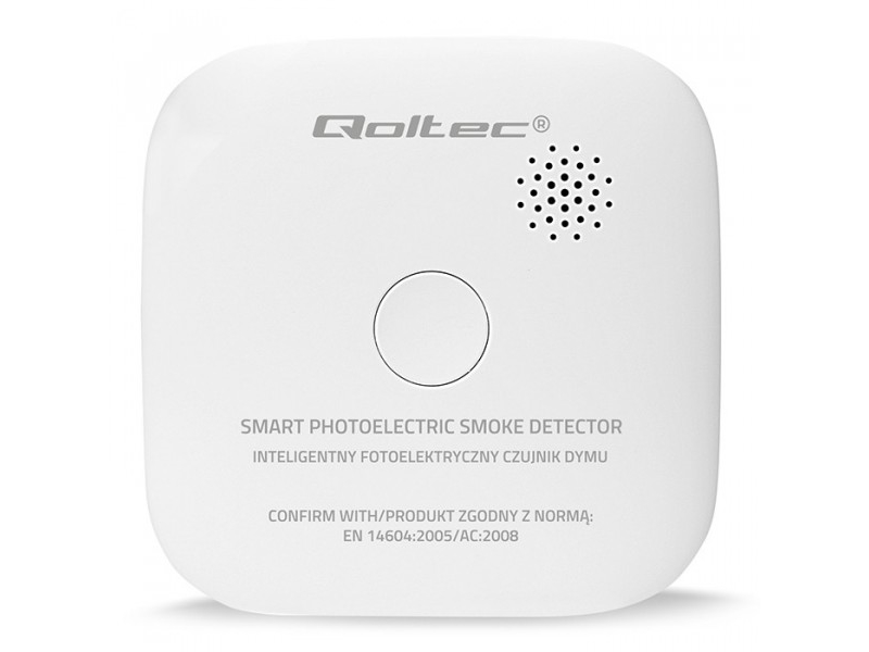 Qoltec-Certificeret Trådløs Røgdetektor Med Batteri | Sensorlevetid 10 År | Batterilevetid 10 År | 85 Db Alarm | Led