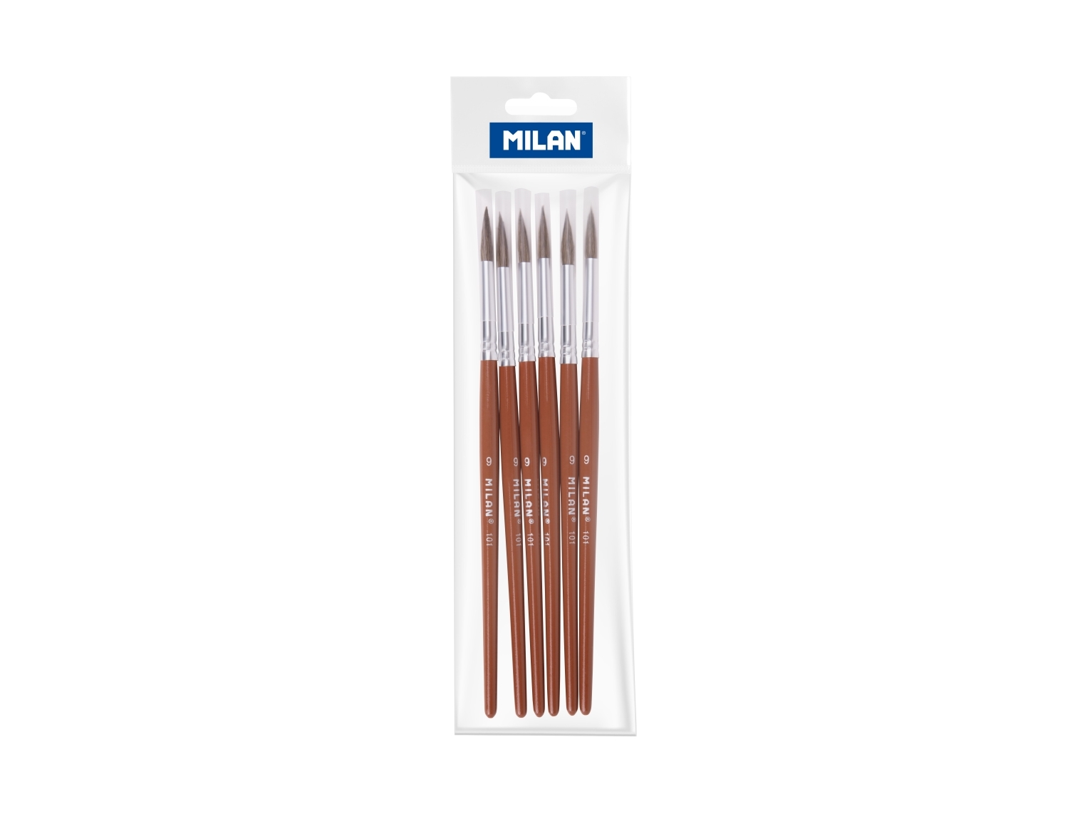 MILAN Pensel 101 Storlek 9 - (6 st.) | Skola & Hobby - Konstmaterial - Borstar | GameStuff