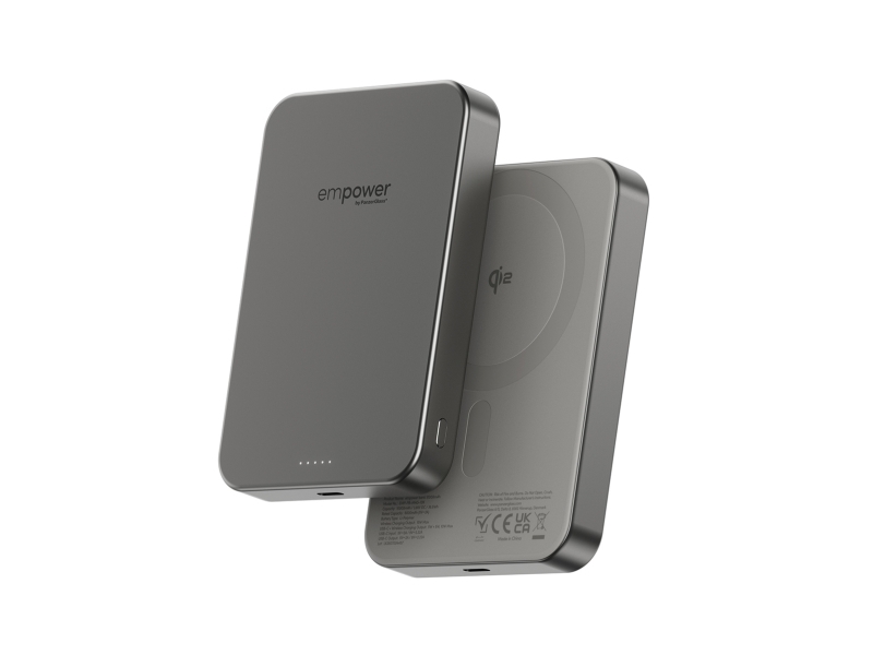 PanzerGlass empower by ® empower Bank | 10000mAh | Titanium, Apple, Apple - iPhone 17/16/15/14/13/12, Qi enabled smartphones, Airpods Pro Gen 2/3, Airpods Gen3, Tør påføring, 1 stk