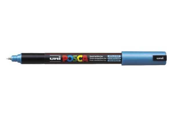 Posca Uni Pc-1Mr, 1 Stk, Blå, Projektilspids, Sort, Blå, 0,7 Mm, Vandbaseret Blæk