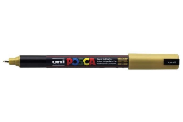 Posca Uni Pc-1Mr, 1 Stk, Guld, Projektilspids, Sort, Guld, 0,7 Mm, Vandbaseret Blæk