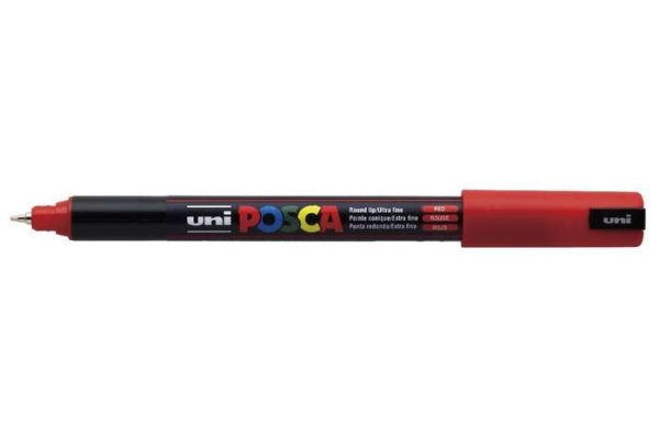 Posca Uni Pc-1Mr, 1 Stk, Rød, Projektilspids, Sort, Rød, 0,7 Mm, Vandbaseret Blæk