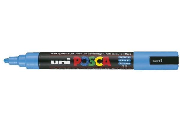 Posca Uni Pc-5M, 1 Stk, Blå, Projektilspids, Sort, Blå, Medium, 1,8 Mm