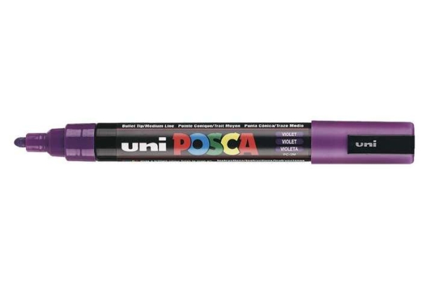 Posca Uni Pc-5M, 1 Stk, Violet, Projektilspids, Sort, Violet, Mellem, 1,8 Mm