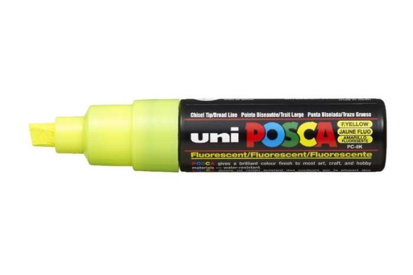 Posca Uni Pc-8K, 1 Stk, Gul, Mejselspids, Sort, Gul, 8 Mm, Vandbaseret Blæk
