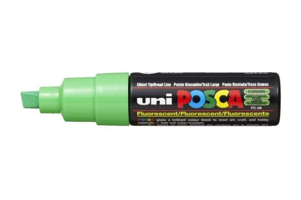 POSCA uni PC-8K, 1 stk, Grøn, Mejselspids, Sort, Grøn, 8 mm, Vandbaseret blæk