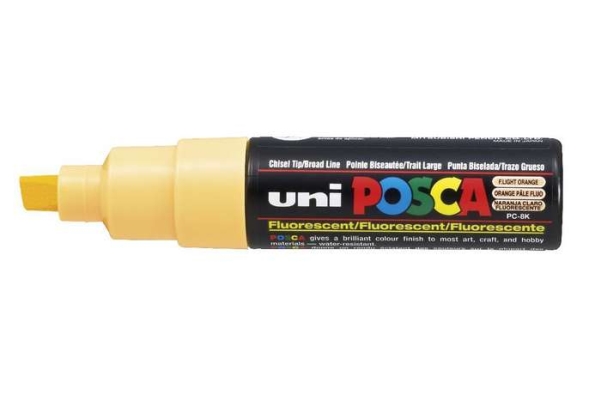 POSCA uni PC-8K, 1 stk, Orange, Mejselspids, Sort, Orange, 8 mm, Vandbaseret blæk