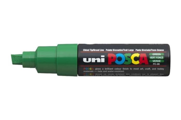 Posca Pc-8K, Grøn, Flerfarvet, 1 Farver, Vandbaseret Blæk, Mejselspids, Rund