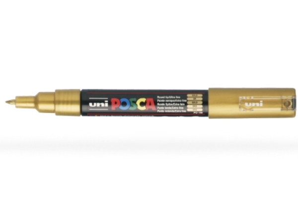 Posca Pc1mc Or, 1 Stk, Guld, Fin Spids, Sort, Rund, 0,7 Mm