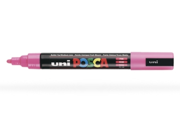 Posca Pc5m Re, 1 Stk, Lyserød, Fin Spids, Sort, Rund, 1,8 Mm