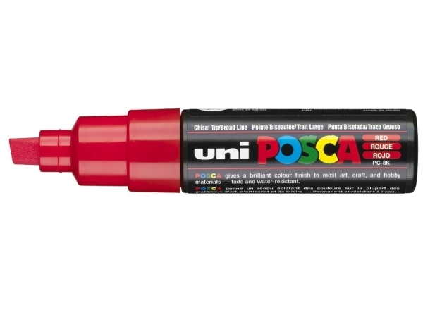 Posca Pc-8K, Rød, Flerfarvet, 1 Farver, Bold, Mejselspids, Rund