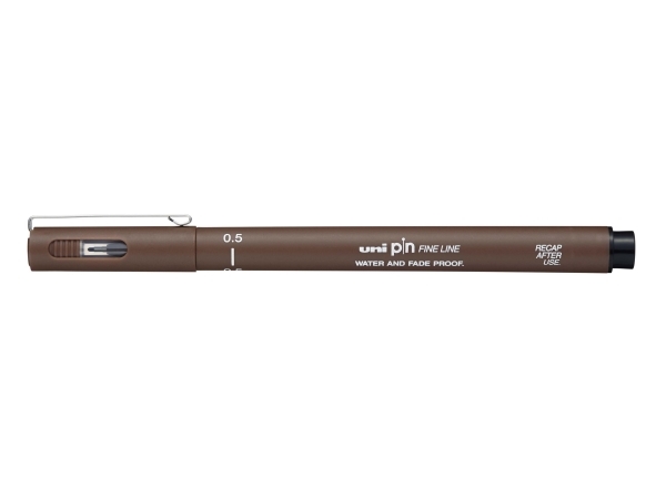 Uni-Ball Pin 05, Braun, Braun, Kunststoff, Rund, Edelstahl, 0,5 Mm