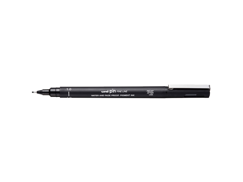 Uni-Ball Pin 1.0, Sort, Sort, Plast, Rund, Black, Plast
