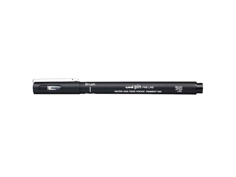 Uni-Ball Pin Brush, Schwarz, Schwarz, Kunststoff, Rund, Black, Kunststoff