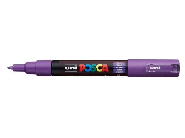Posca Pc-1M, Violett, Schwarz, Violett, 1 Farben, Extrafein, Rundspitze, Rund