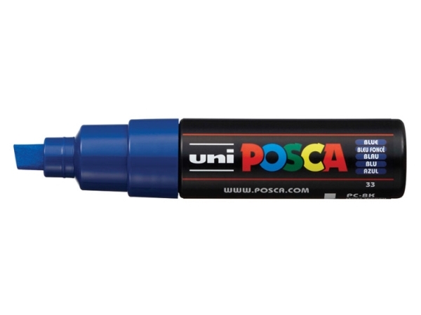 Posca Pc-8K, Blå, Flerfarvet, 1 Farver, Vandbaseret Blæk, Mejselspids, Rund