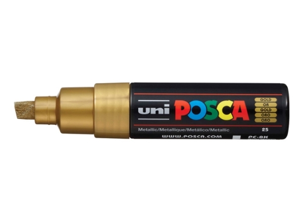 Posca Pc-8K, Guld, Flerfarvet, 1 Farver, Vandbaseret Blæk, Mejselspids, Rund