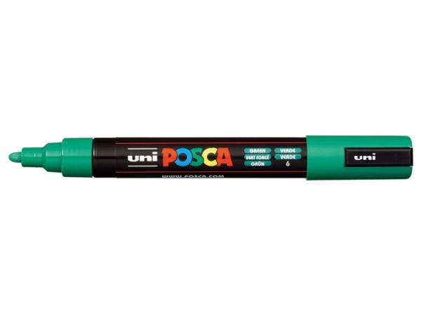 Posca Pc-5M, Grøn, Flerfarvet, 1 Farver, Mellem, Vandbaseret Blæk, Projektilspids