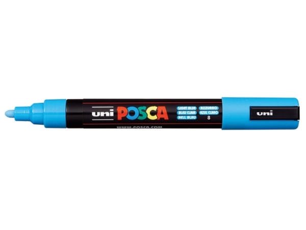 Posca Pc-5M, Lyse Blå, Flerfarvet, 1 Farver, Mellem, Vandbaseret Blæk, Projektilspids