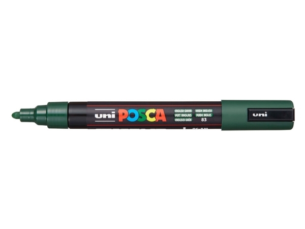 Posca Pc-5M, Grøn, Flerfarvet, English Green, 1 Farver, Mellem, Vandbaseret Blæk