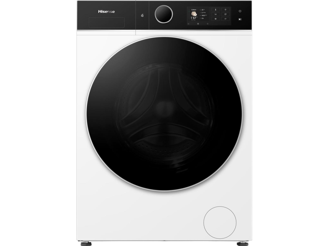 Hisense WD5I1245BWRH, Edestä täytettävä, Vapaasti seisova, Valkoinen, Vasen, Musta, Rotaatio, Kosketus