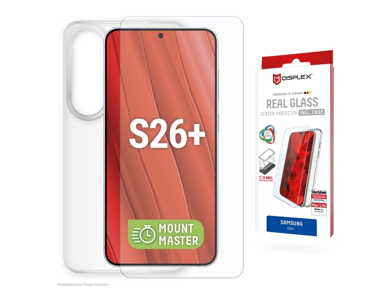 Displex 02222, Samsung, Galaxy S26+, Tør Påføring, Smudsafvisende, Støvresistent, Slagbestandig, Ridseresistent, Stødresistent, Transparent, 1 Stk