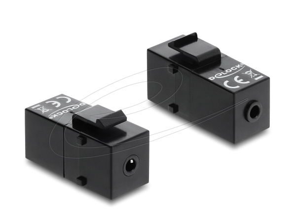 Delock Keystone Module Stereo Jack Female 3.5 Mm 4 Pin To Stereo Jack Female 3.5 Mm 4 Pin Black, 1 Stk