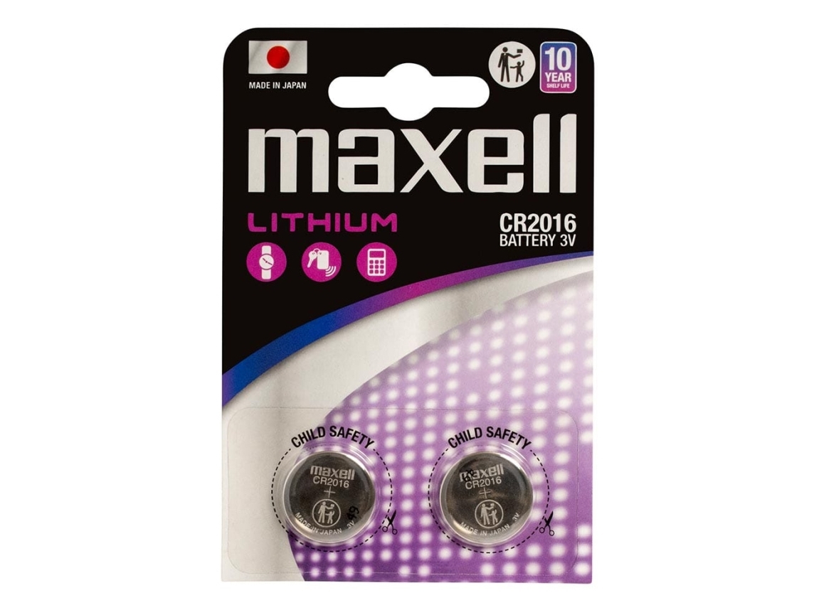 Maxell 12239100, Engangsbatteri, Cr2016, Lithium-Manganese Dioxide (Limno2), 3 V, 2 Stk, 90 Mah