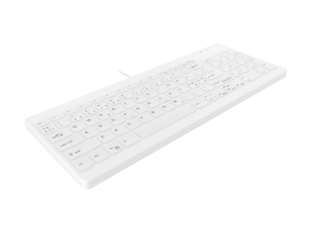 Contour Active Key Ak-C7012 - Tastatur - Kompakt, Hygiejne, Fuld Forseglet, Ip68 - Usb - Qwerty - Pan Nordic - Hvid