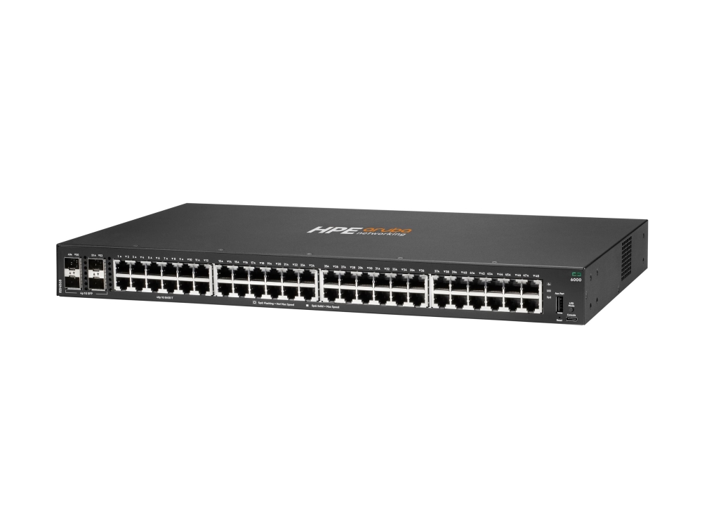 HPE Aruba Networking CX 6000 48p 10M/100M/1G 4p SFP 1G Switch - Switch - Administreret - 48 x 10/100/1000 + 4 x Gigabit SFP (uplink) - side til side-
