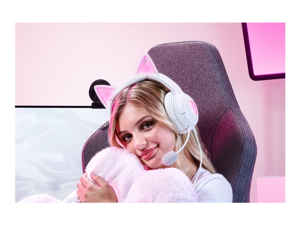 Razer Kraken Kitty V2 - Headset - Fuld Størrelse - Kablet - Usb-A - Støjisolerende - Hvid