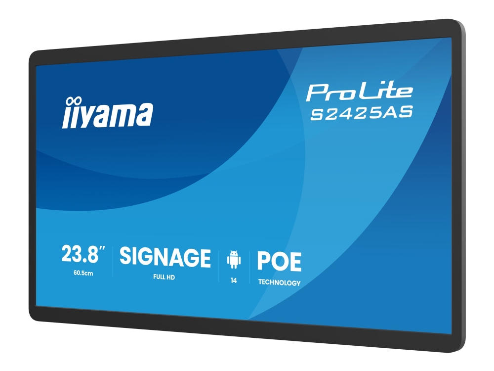 iiyama ProLite S2425AS-B1P - 24 Diagonal klasse (23.8 til at se) LCD fladskærm - digital skiltning - med indbygget SoC medieafspiller - Android - 1080p 1920 x 1080 - mat, sort