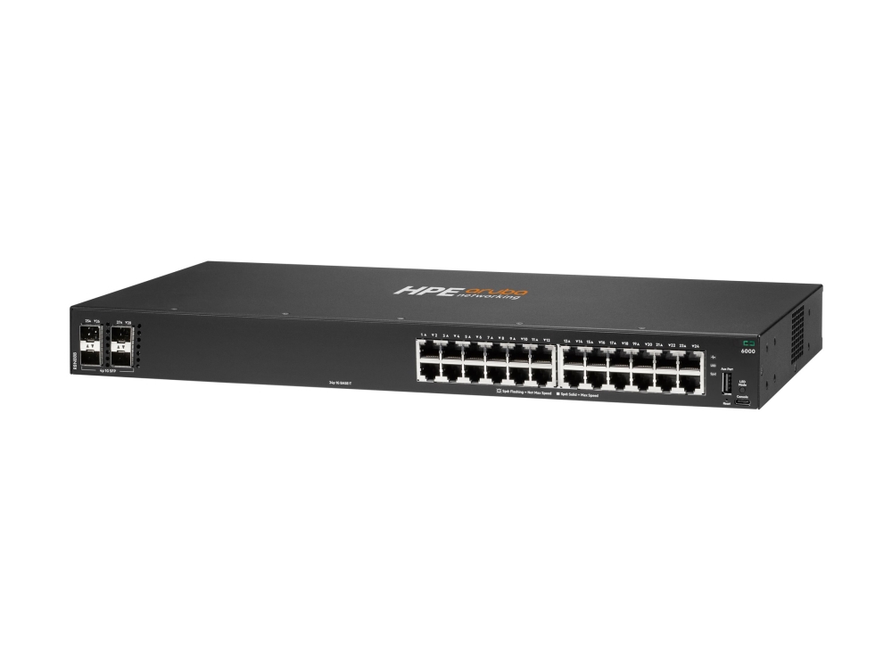 HPE Aruba Networking CX 6000 24p 10M/100M/1G 4p SFP 1G Switch - Switch - Administreret - 24 x 10/100/1000 + 4 x Gigabit SFP (uplink) - side til side-