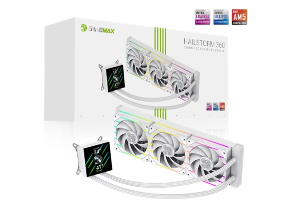 Gamemax Cpu Liquid Cooler | Hailstorm 360 Lcd Wh | Baltas
