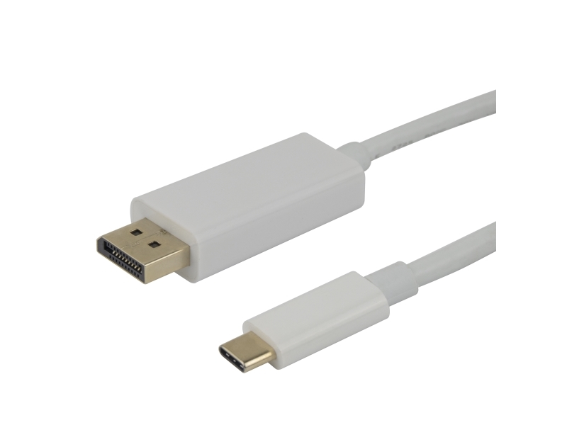 Usb-C - Displayport Cable, 4K Uhd, Gold Plated, 1M, White