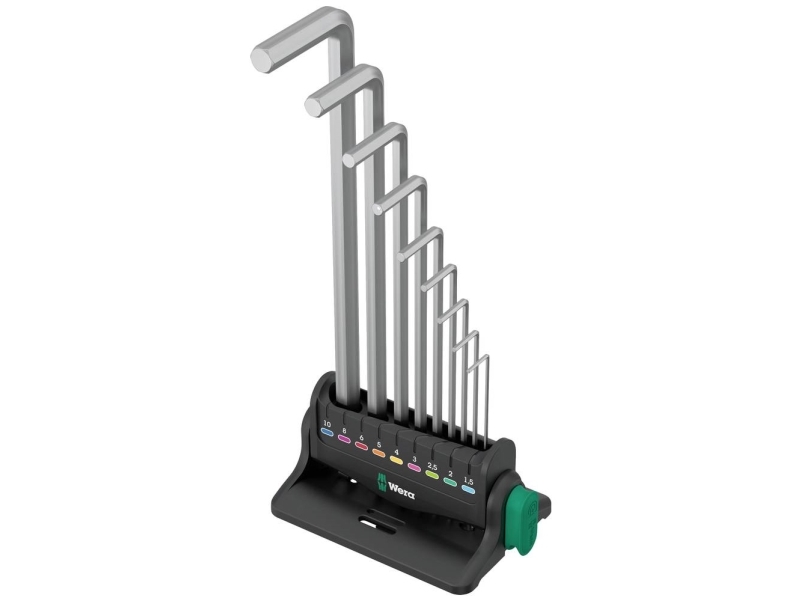 Wera 05022102001, L-Formet Unbrakonøglesæt, Metric, 9 Stk, 1.5,2,2.5,3,4,5,6,8,10 Mm, Krom, Tjekkiet