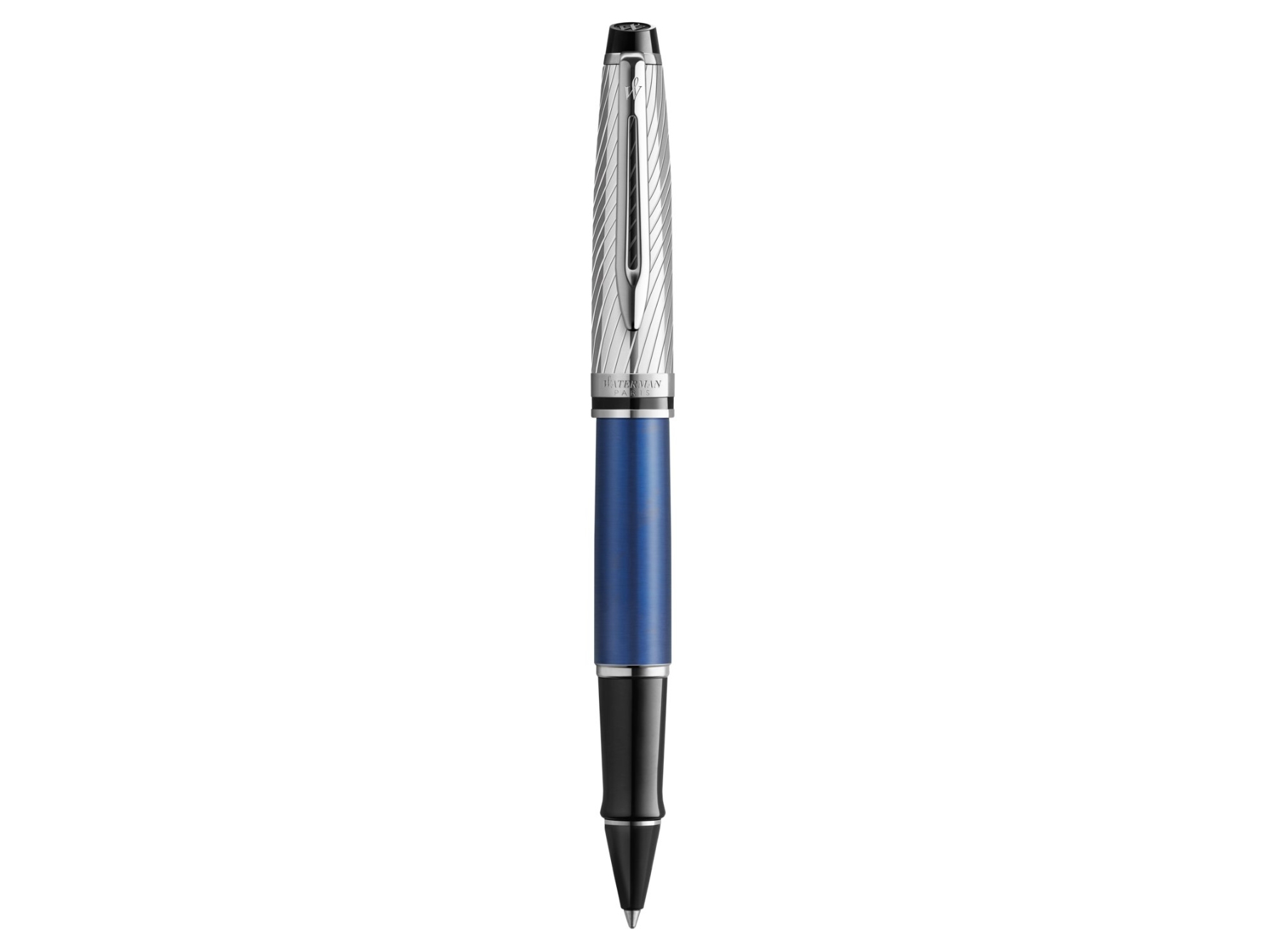 Waterman Expert Deluxe, Blå, Metallic, Sort, Lak, Fin, Ambidextrous, Frankrig