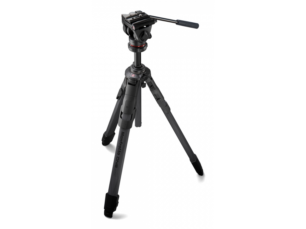 Manfrotto One Carbon With 500X Fluid Head, 3 Ben, Sort, 181 Cm, 4,37 Kg