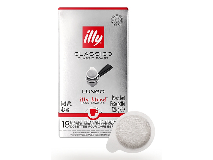 Illy Lungo, Kaffekuddar, Lungo, Medelrostade, 18 koppar, 18 styck, 126 g