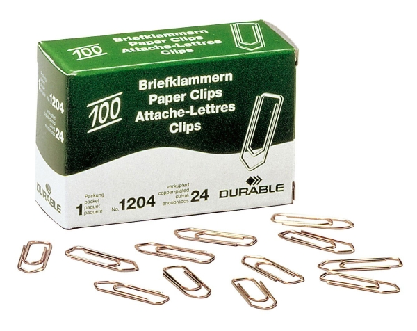 Durable 120424, Koppar, 26 mm, 100 styck | Kontorsmaterial - Kontorstillbehör - Papper clips | GameStuff