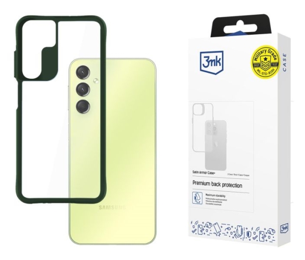 3Mk Satin Armor Case+ Green Pro Samsung Galaxy A25 5G, Cover, Samsung, Galaxy A25 5G, 16,5 Cm (6.5"), Grøn, Transparent
