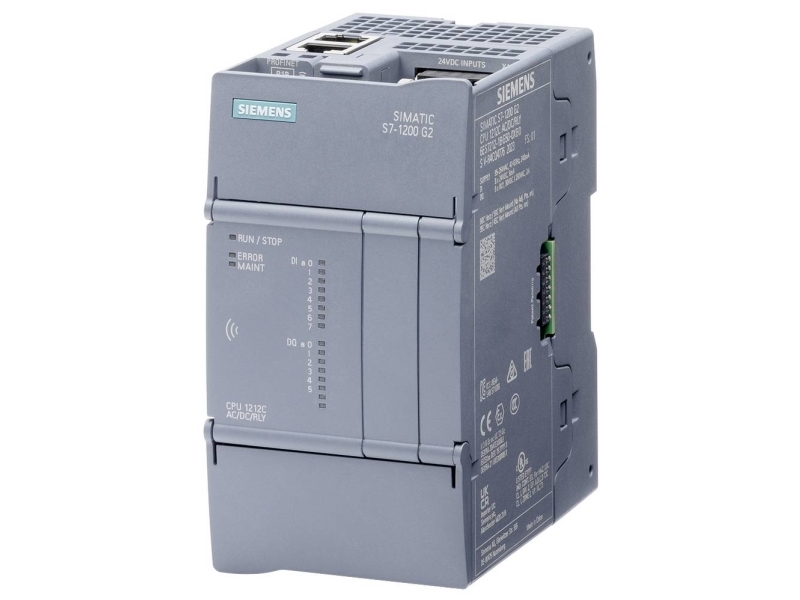 SIMATIC S7-1200 G2: kompakt CPU 1212C DC/DC/DC, strømforsyning: DC 20,4-28,8 V DC, indbygget I/O: 8x
