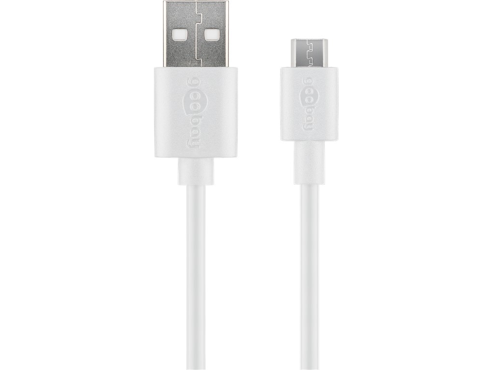Goobay 38665, 0,5 M, Usb A, Micro-Usb B, Usb 2.0, 0,48 Gbit/Sec, Weiß