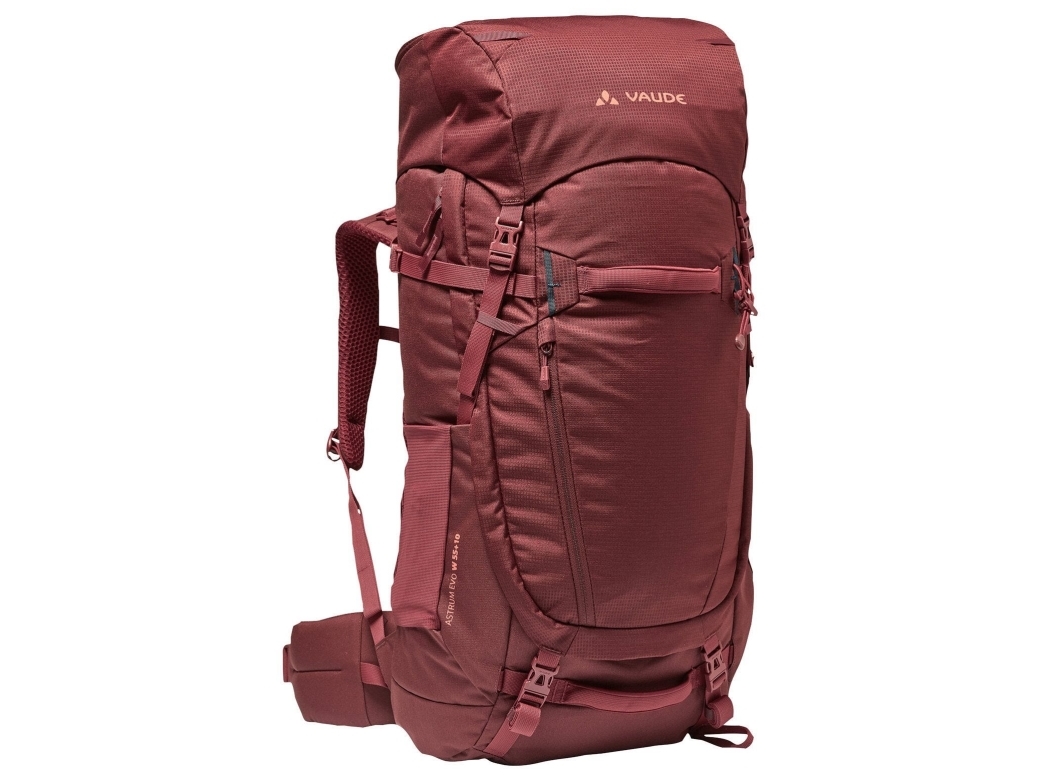 Vaude Wo Astrum 55+10, Rammeløs, Front, Vandring, Kirsebær (Frugt), Hunstik, Polyamid, Polyester, Polyurethan (Pu)