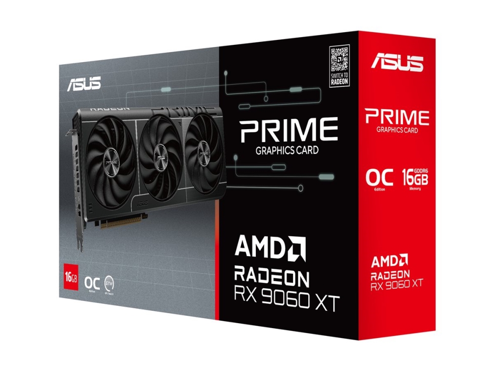 Asus Prime - Oc Edition - Grafikkort - Radeon Rx 9060 Xt - 16 Gb Gddr6 - Pci Express 5.0 - Hdmi, 2 X Displayport - Boks