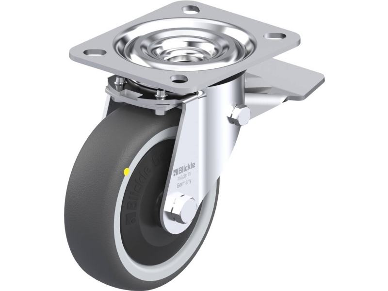 Blickle 852196 L-Path 100Kf-St-Els Lenkrolle Mit Bremse, Raddurchmesser 100 Mm, Max. 130 Kg, 1 Stk