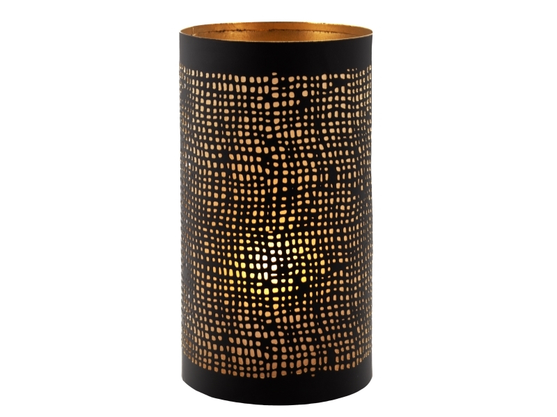 Securit Set 12 Stk. Ibiza Metall-Halter & Led-Teelicht Schwarz/Gold/Bunt
