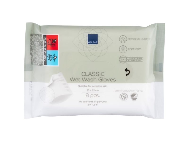 Våttvätthandske, ABENA Classic, halvvikt, 22x15cm, renrumsproducerad, 8st, färg- och doftfri - (48 st.) | Hälsa - Personlig vård - Övriga | GameStuff