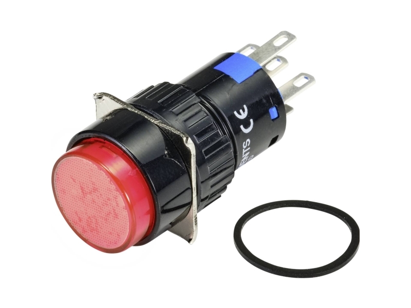 Conrad Belyst Trykknap 250 V/Ac 3 A 1 X Off/On Ip65 Låsbar 1 Stk, Sort, Rød, Plast, 250 V, 3 A